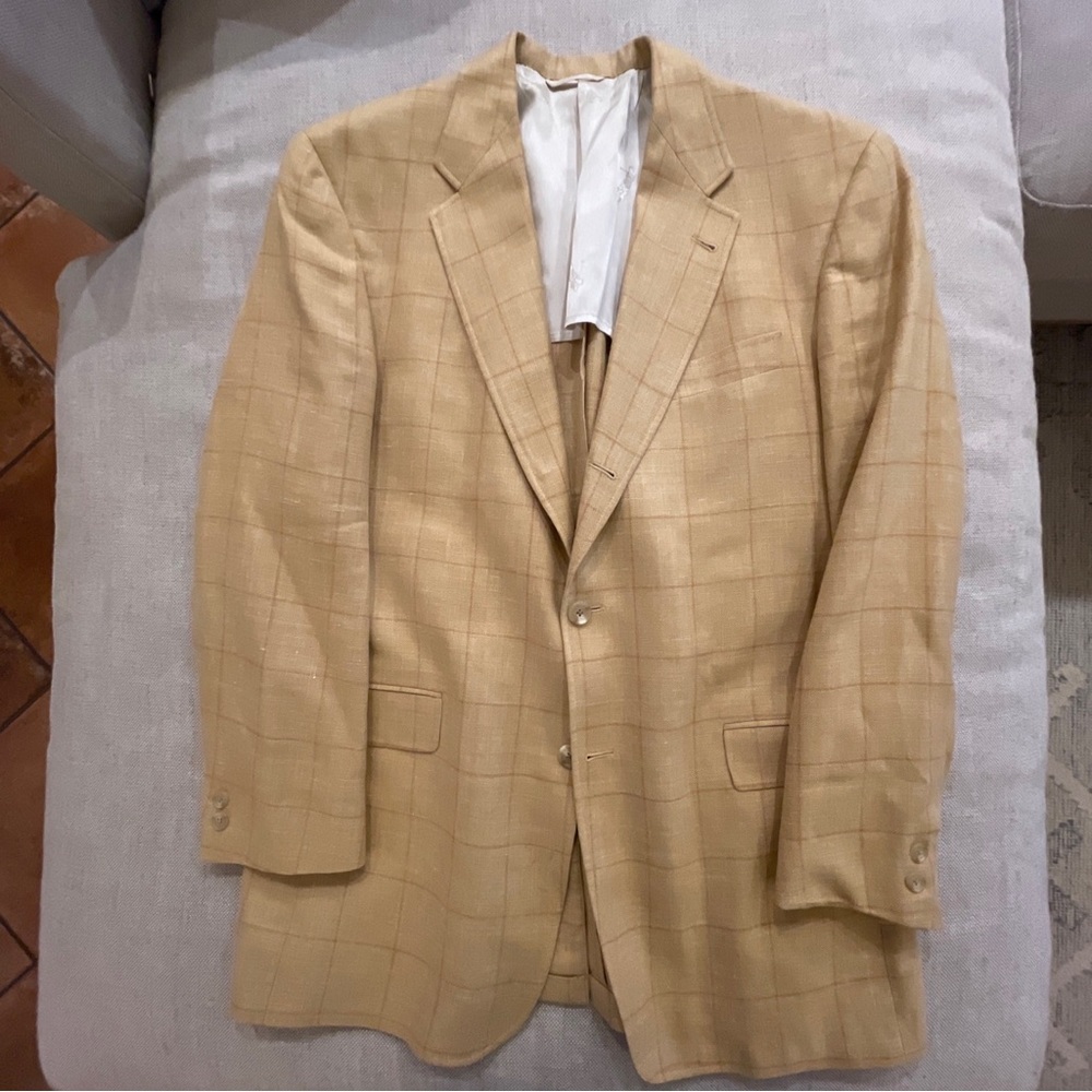 Bobby Jones by‎ Hickey Freeman USA Made 3/2 Button Windowpane Silk Sport Coat 42